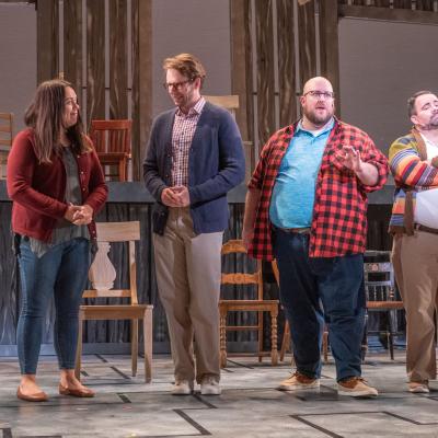 Halle Shadrake, Jordan Potter, Brian O. Jackson, Justin Williams, and the cast of Come From Away  -Photo by Dale Dong Photography 